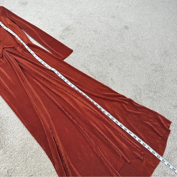 NWT Charles Henrey Women’s Gathered Long Sleeve A-Line Dress V-Neck Orange L - Picture 12 of 14